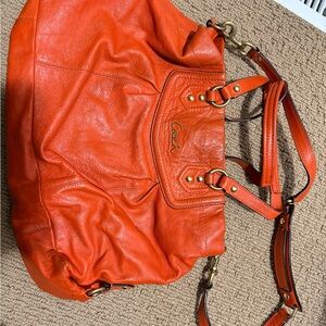 Coach Vibrant Orange Leather Shoulder Bag